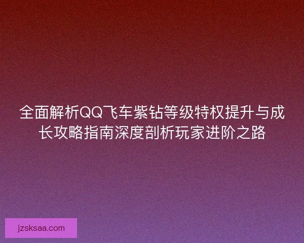 全面解析QQ飞车紫钻等级特权提升与成长攻略指南深度剖析玩家进阶之路